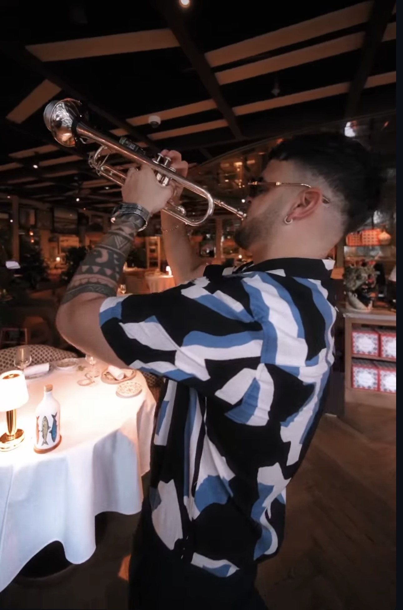 Live trumpet during a restaurant brunch session